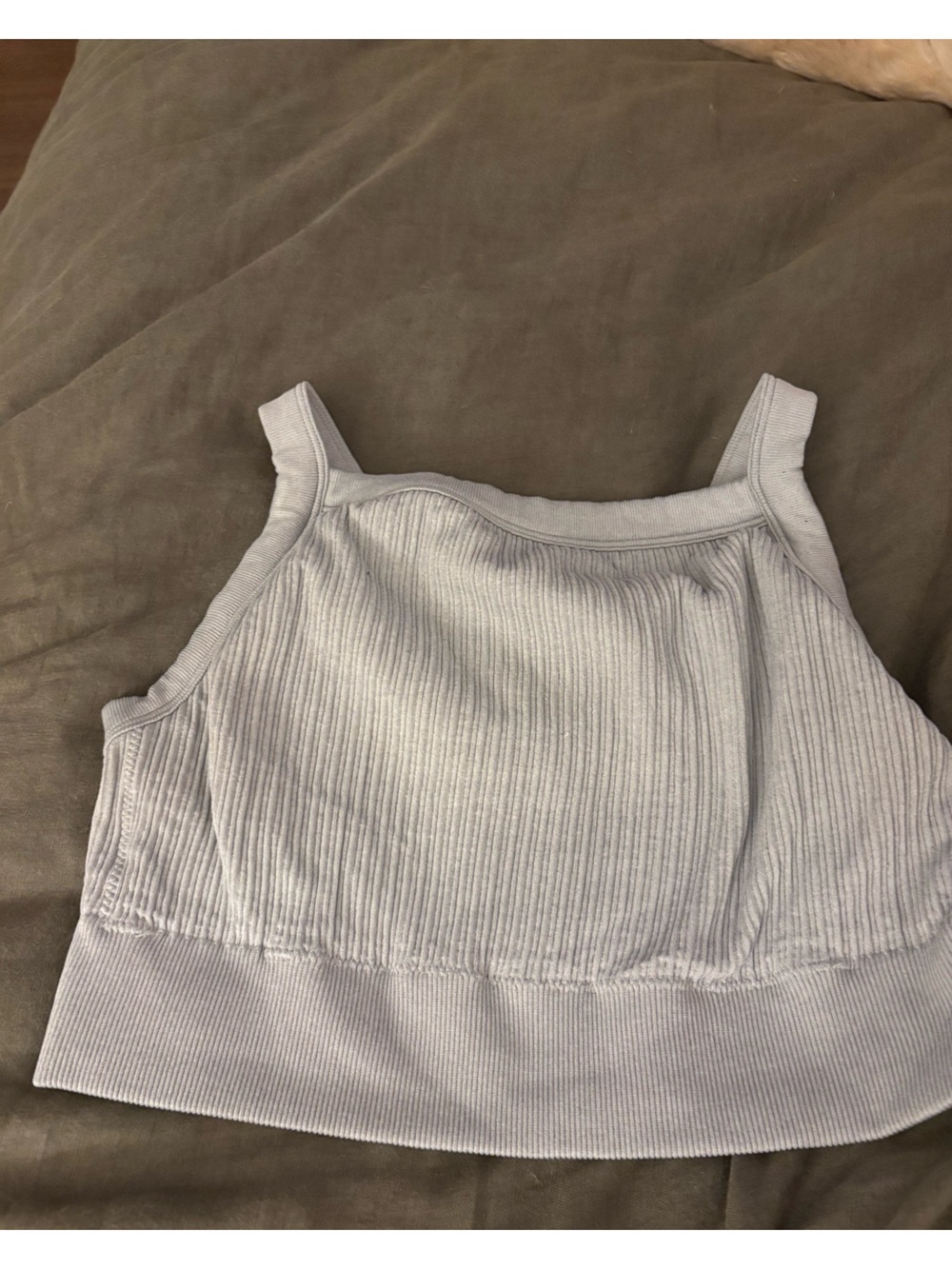 aerie Ribbed Square Neck Sports Bra in Light Gray